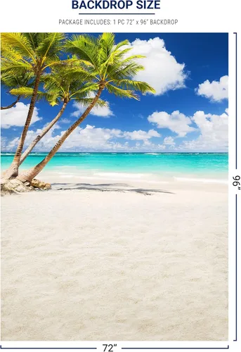 Miniatura 2 de Allenjoy Telón de fondo de playa tropical junto al mar, verano, isla de Hawaii, palmeras, fondo de fotografía para niños y niñas, retrato