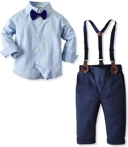 SANGTREE - Conjuntos de traje de caballero para niños con tirantes extraíbles, de 3 meses a 14 años