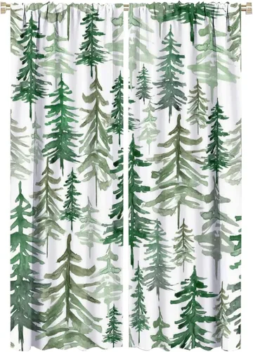 Miniatura 27 de Cortina de bosque neblinoso, bosque verde brumoso, paisaje natural, pino, alerce, niebla, montaña, oscurecimiento de habitación, puerta, ventana