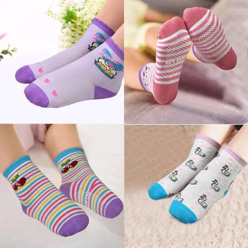 Miniatura 4 de SkiBeaut Calcetines antideslizantes para niños y niñas de 1 a 7 años, 12 pares de calcetines para niños y niñas