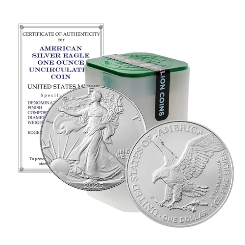 2025 Lote de (20) - 1 oz Águila de Plata Americana .999 Plata Fina con nuestro Certificado de Autenticidad Smyrnacoin No Circulada