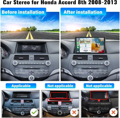 Miniatura 2 de Estéreo de coche 4GB+64GB para Honda Accord 8th 2008-2013 con Carplay inalámbrico Android Auto, Android 13 10.1 'HD pantalla táctil Bluetooth-5.0