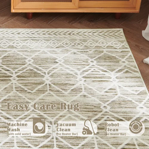 Miniatura 5 de jinchan Alfombra marroquí de 2 x 6 pies - Alfombra de pasillo lavable a máquina para cocina, alfombra moderna geométrica de pelo bajo, alfombra