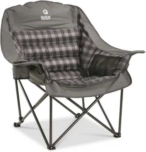 Guide Gear - Silla de campamento acolchada extragrande de gran tamaño, portátil, plegable, apta para exteriores, adultos, hombres y mujeres, resiste