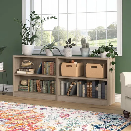 Miniatura 4 de Bush Furniture Universal - Estantería pequeña de 2 estantes en acabado gris ceniza, estantería de almacenamiento bajo y exhibición