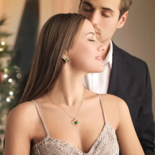 Miniatura 3 de Aretes CDE Forever Love Heart de plata de ley 925, chapados en oro rosa, con piedra de nacimiento de diciembre, circonita cúbica de calidad 5 A