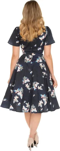 Miniatura 2 de Hearts Roses Retro Vintage Rockabilly Exotic Butterfly Print Swing Dress