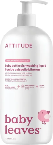 Miniatura 10 de ATTITUDE Jabón para platos y limpiador de biberones para bebés, líquido para lavar platos verificado por EWG, sin tintes ni fragancias añadidos