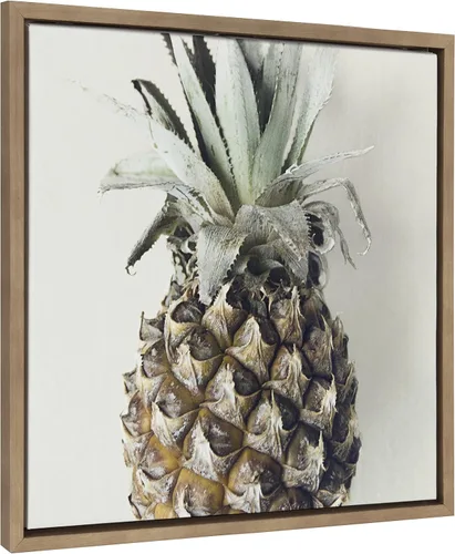 Kate and Laurel Sylvie Solo Pineapple - Lienzo enmarcado para pared, diseño de piña por Emiko y Mark Franzen de F2Images; 22 x 22 pulgadas, dorado,