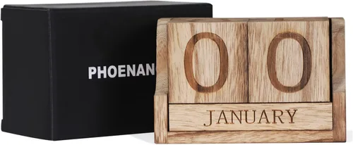 Miniatura 4 de Calendario de escritorio de madera, bloques de calendario de escritorio para maestros, bloque de fecha perpetuo de oficina pequeño, decoración