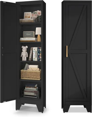 Miniatura 20 de COFaR Home Farmhouse - Armario de almacenamiento con 2 puertas de granero, armario alto de despensa de cocina con 3 estantes ajustables, para Azul