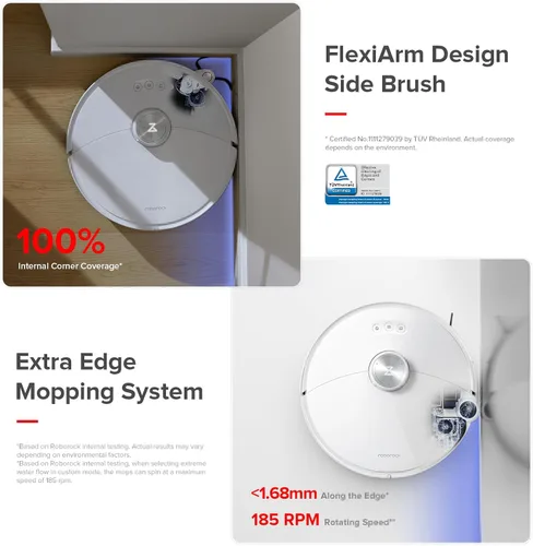 Miniatura 6 de roborock S8 MaxV Ultra con sistema de recarga y drenaje, aspiradora y trapeador robot, verifique el espacio de instalación primero, diseño FlexiArm
