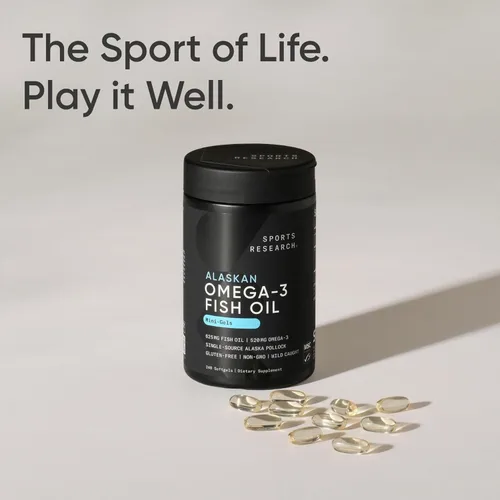 Miniatura 8 de Sports Research® Aceite de pescado Omega-3 AlaskOmega Mini Geles 625mg de Wild Alaskan Pollock - Suplemento de aceite de pescado sin eructos