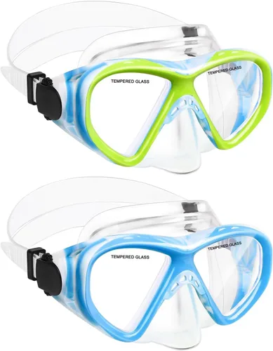 Miniatura 29 de ACQCES Gafas de natación para niños, máscara de buceo para niños y niñas de 5 a 15 años, gafas de natación antivaho de dos colores con cubierta