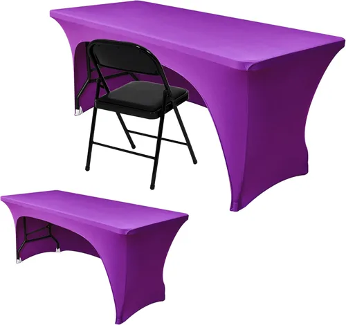 Miniatura 14 de Nasitos Paquete de 2 Manteles Ajustados de Spandex Negro para Mesas de 4 Pies - Cubierta para Mesa Plegable con Respaldo Abierto, Tela Lavable