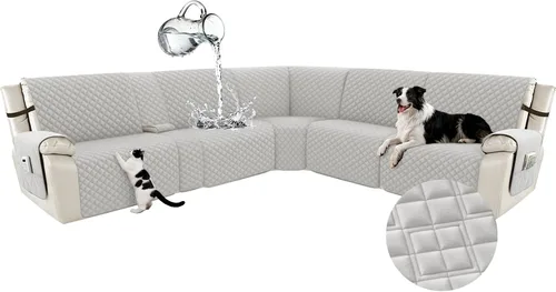 Miniatura 44 de Arfntevss Fundas para sofá seccional reclinable para sofá seccional en forma de L, funda antideslizante lavable para sofá reclinable con forma de L