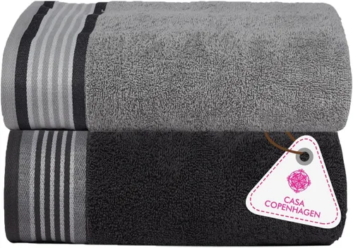 Miniatura 43 de CASA COPENHAGEN Juego de 6 toallas de palomitas de maíz, color azul polvoriento, 21.16 oz/m², 2 toallas de baño, 2 toallas de mano y 2 toallas