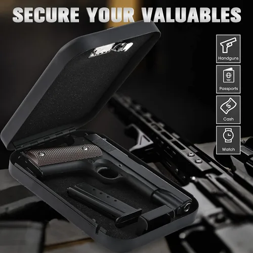 Miniatura 2 de Funda segura para armas para mesita de noche, mesita de noche, automóvil, debajo de la cama, apta para pistola apilable, pequeña caja fuerte oculta