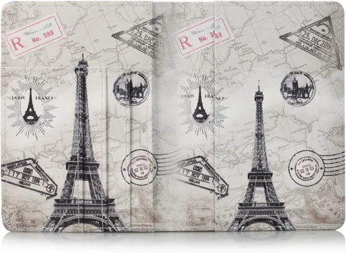 Miniatura 6 de EpicGadget - Funda de piel sintética con bloqueo RFID para pasaporte, funda de viaje tipo cartera, Eiffel Tower, Cartera Rfid