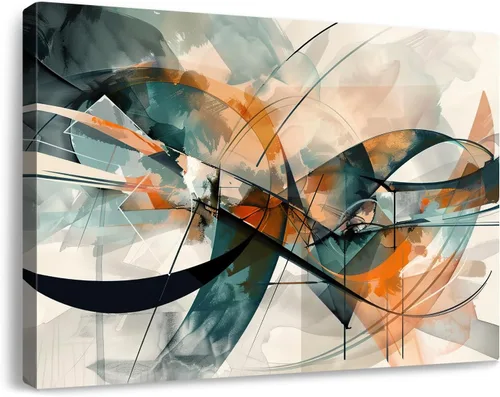 Miniatura 30 de Lienzo abstracto grande para pared, pinturas artísticas modernas de acuarela, fantasía negra y azul, graffiti colorido sobre fondo blanco