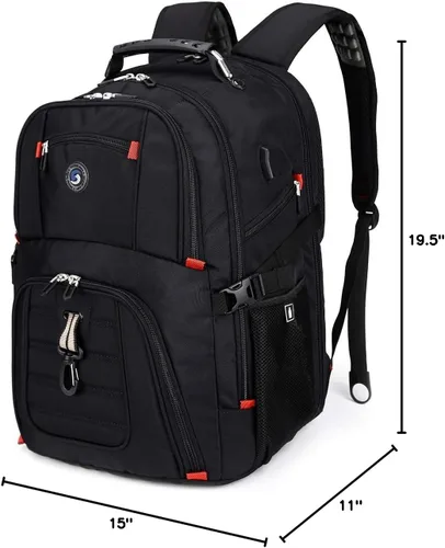 Miniatura 8 de SHRRADOO Mochila de viaje extra grande para laptop de 50L con puerto de carga USB, mochila de universidad y escuela secundaria aprobada por