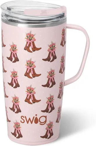 Miniatura 24 de Swig Life Taza de Viaje de 18 oz, Vaso Aislante con Asa y Tapa, Taza de Café de Viaje, Compatible con Portavasos, Acero Inoxidable, Vaso de 18 oz