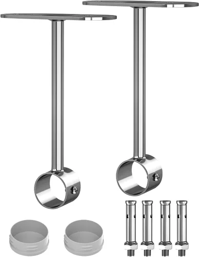 Miniatura 13 de Soportes de montaje en techo para barra de cortina de acero inoxidable, diámetro de varilla de 0.984 in/1 pulgada, acabado cromado pulido, plata, 2