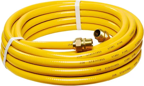 Miniatura 8 de Línea de gas flexible CSST de 35 pies y 1/2 pulgadas, tubería de 1/2 con 2 accesorios machos, tubo de acero inoxidable corrugado para gas natural