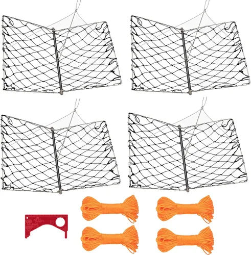 Miniatura 9 de QualyQualy Trampa de Cangrejo Lanzable, Red Plegable para Cangrejos con Cuerda y Clip de Cebo, Redes/Nasas/Trampas para Cangrejos Azules, Dungeness
