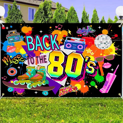 Miniatura 3 de Fondo de los años 80 de 6 x 4 pies, graffiti de regreso a los 80, decoraciones de fiesta de cumpleaños de los años 80, pancarta de los años 90