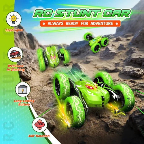 Miniatura 2 de Excitobo Coche de Control Remoto, 4WD 2.4GHz Coches RC Rápidos con Luces en las Ruedas, Juguetes para Niños de 3 a 12 Años, Regalos de Cumpleaños