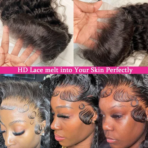 Miniatura 4 de Pelucas de cabello humano ondulado profundo con encaje frontal de 30 pulgadas, pelucas rizadas para mujeres negras, pelucas de encaje frontal