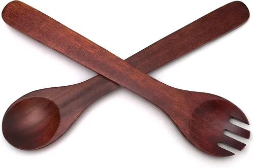 Miniatura 6 de Lipper International Servidores de ensalada redondos de acacia, 13" de largo, un par