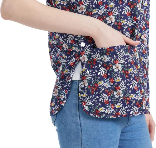 Miniatura 8 de Nanxson Delantal de zapatero para mujer con 2 bolsillos de parche, babero estampado de algodón, bata con botones para cocina de chef de trabajo