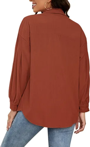 Miniatura 6 de Plus Size Corduroy Jacket for Women Casual Long Sleeve Button Down Shacket Jacket