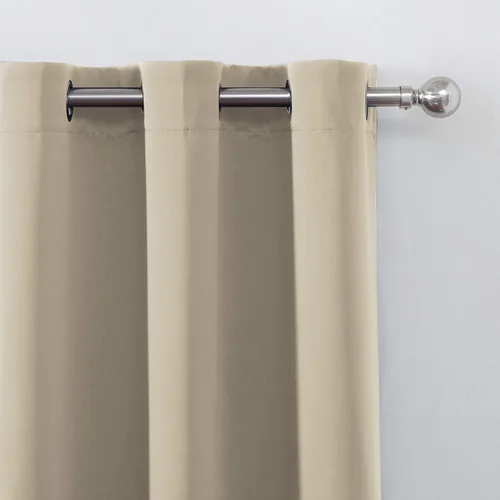 Miniatura 7 de LEMOMO Cortinas opacas beige de 34 x 54 pulgadas de largo, juego de 2 paneles de cortina, cortinas opacas con aislamiento térmico para oscurecer