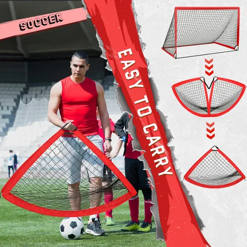 Miniatura 5 de KTRIO Portería de fútbol de 6 x 4 pies para patio trasero, red de fútbol portátil, grandes porterías de fútbol plegables con bolsa de transporte