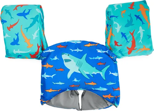 SwimWays Swim Trainer, US Coast Guard Approved Life Vest Kids Swim Vest, Arm Floaties & Life Jackets for Kids 33-55 lbs Tiburón