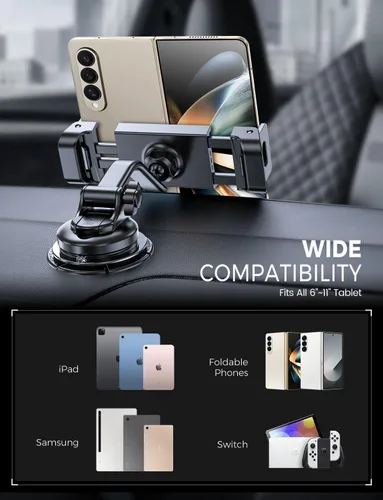 Miniatura 8 de eSamcore Soporte para Tablet para Salpicadero de Coche, Soporte de Montaje en Parabrisas para iPad y Soporte Plegable para Teléfono con Abrazadera
