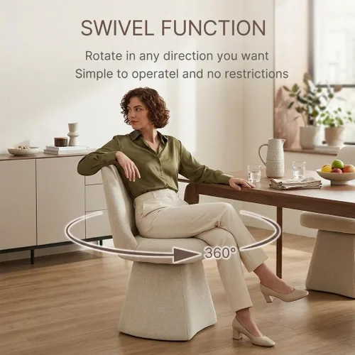 Miniatura 4 de KISLOT Juego de 2 sillas giratorias de comedor, silla de escritorio acolchada de mediados de siglo con respaldo alto, sillas de cocina de tela