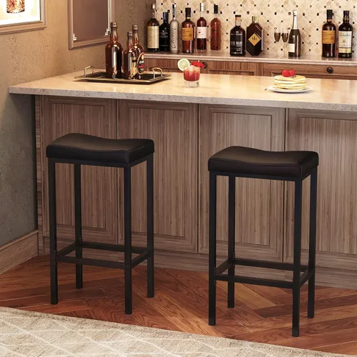 Miniatura 2 de HOOBRO Taburetes de bar, juego de 2 sillas de bar, taburetes de altura de mostrador, taburetes de sillín con superficie curva, 24.8 pulgadas