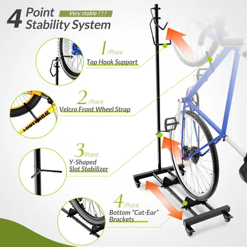 Miniatura 4 de Sttoraboks Soporte vertical de estacionamiento para bicicletas, altura ajustable para ruedas de 29 pulgadas, ahorro de espacio e independiente