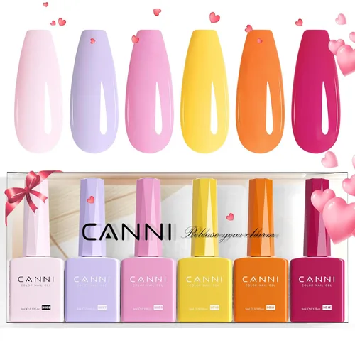 Miniatura 10 de CANNI Juego de esmaltes de uñas de gel marrón sin hema, 6 colores de 0.3 onzas líquidas, kit de esmalte de gel de color marrón claro, azul nude, kit