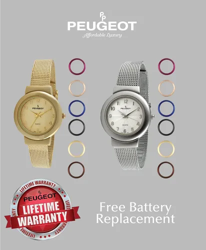 Miniatura 5 de Peugeot - Reloj de pulsera de malla para mujer con 7 biseles intercambiables