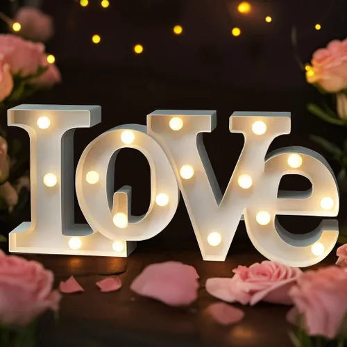 Miniatura 10 de Letrero de amor con luz grande, 16 x 7 pulgadas, para boda, carpa, mesa de boda, decoración romántica y artística de pared para sala de estar
