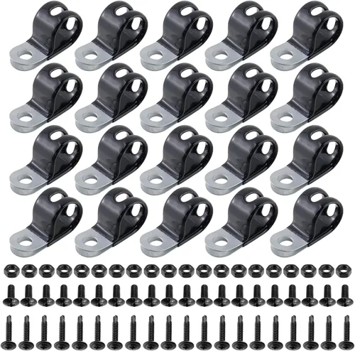 Miniatura 15 de Antrader Clips de cable tipo R, abrazaderas de cable de 0.12 pulgadas con tornillos, acero inoxidable 304, 100