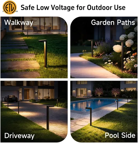 Miniatura 6 de Gardenreet Luces de camino de paisaje de latón, luces de camino de bajo voltaje de 12 V con cable, luces de jardín al aire libre LED impermeables