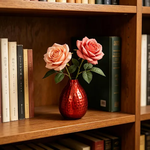 Miniatura 2 de Hosley Juego de 3 jarrones de metal de 4.5 pulgadas de alto, acabado rojo, decoración floral contemporánea para arreglos florales, elegantes Acabado