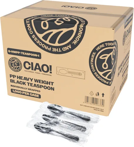 Miniatura 12 de CIAO! Tenedor Negro de 7.3 Pulgadas de Polipropileno de Peso Pesado Envuelto Individualmente (Caja de 1,000)