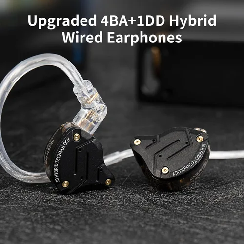 Miniatura 7 de Auriculares KZ ZS10 Pro IEM, Auriculares Monitores Intrauriculares KZ, Auriculares con Cable 4BA 1DD Controlador Múltiple Intrauditivo IEM, Dorado